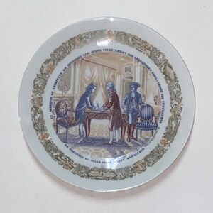 Limoges Porcelain Plate with Blue and White Design
